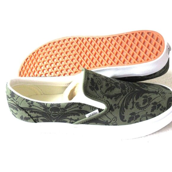 Vans Men's Classic Slip On Skull Tapestry Grape Leaf Canvas Shoes Size NIB - Picture 3 of 5